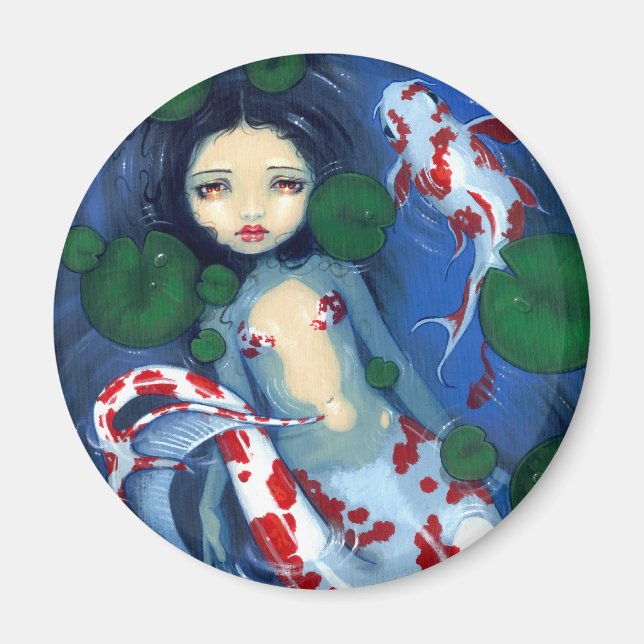 "Koi Pond Sjöjungfru" Magnet (Framsidan)