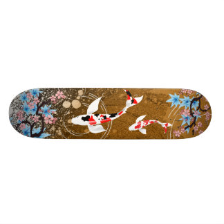 Koi Pond - trä - japansk designskateboard Mini Skateboard Bräda 18,7 Cm