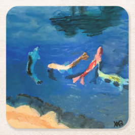 Koi Pond Underlägg Papper Kvadrat