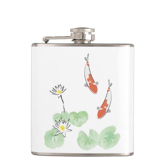 Koi Pond Vinyl Wrapped Flask Fickplunta (Framsidan)