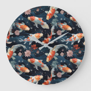 Koi Pond Wall Clock Stor Klocka