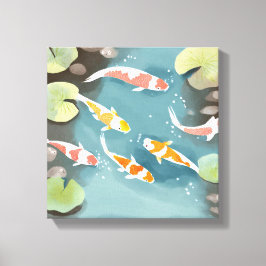 Koi Pond Watercolor | Fisk målning Canvastryck