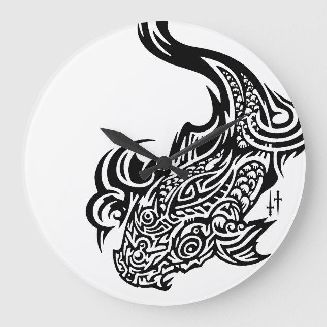 Koi Round (stor) Wall Clock Stor Klocka (Framsida)