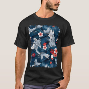 Koi sakura-blommarna i blått t shirt