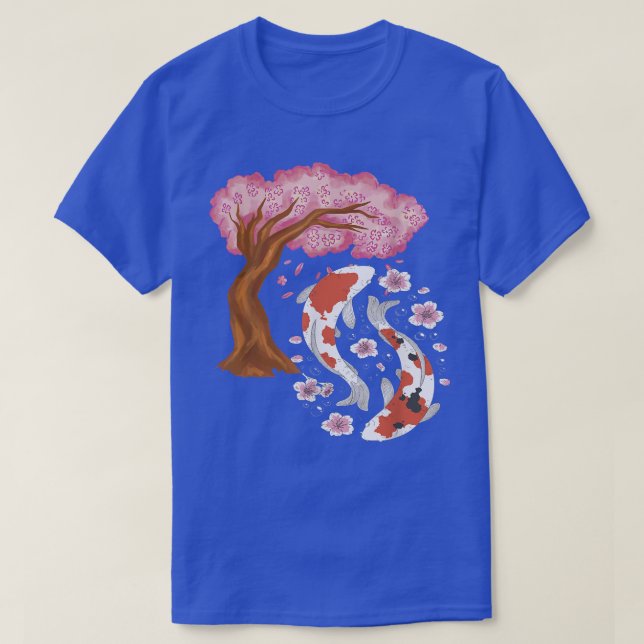 Koi Sakura Träd japansk Koi Carp Cherry Blommar N T Shirt (Design framsida)