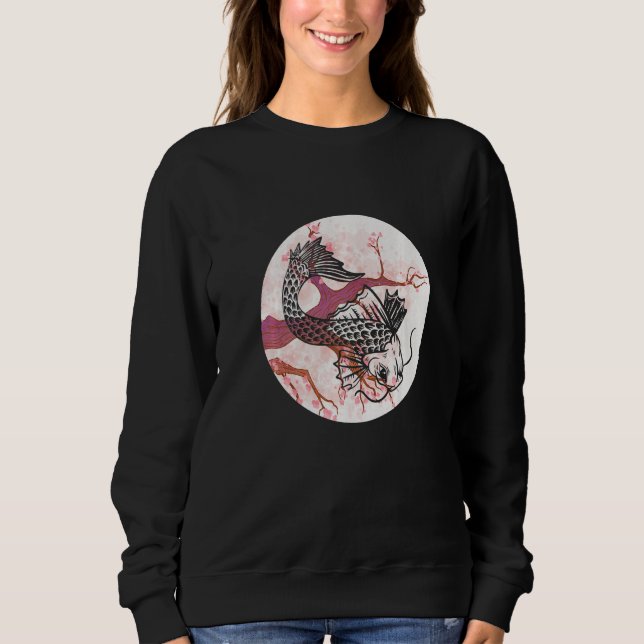 Koi Sakura Träd Prosperity Cherry Blommar Japanska T Shirt (Framsida)
