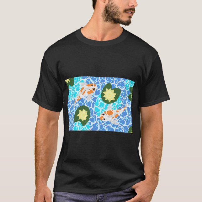 Koi simmar i en liljedamm t shirt (Framsida)