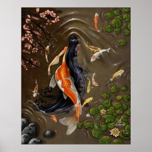 Koi sjöjungfrutryck poster