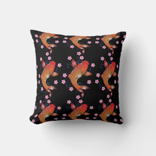 KOI svart orange, orientaliskt Kudde
