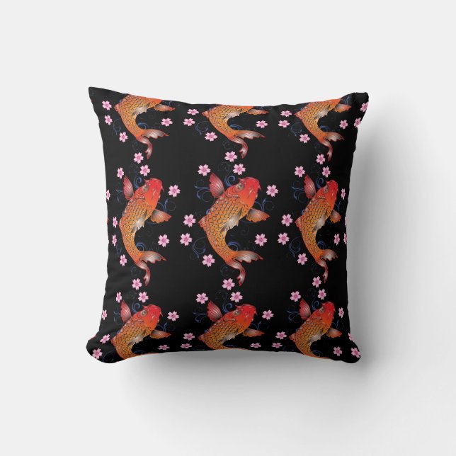 KOI svart orange, orientaliskt Kudde (Framsida)