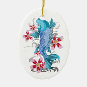 Koi tatuering julgransprydnad keramik