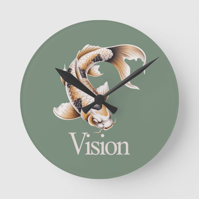Koi Vision Symbol Tid Syfte Zen Filosofi Rund Klocka (Framsida)