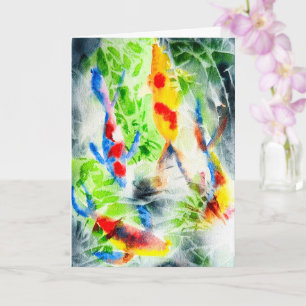 Koi Watercolor fish bra art Kort