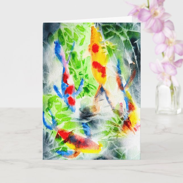 Koi Watercolor fish bra art Kort (Orkide)