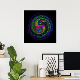 Koi Yin Yang Fractal Skriv ut Poster