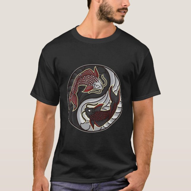 Koi Yin Yang Koi Ying Yang Yang Koi Yoga T Shirt (Framsida)