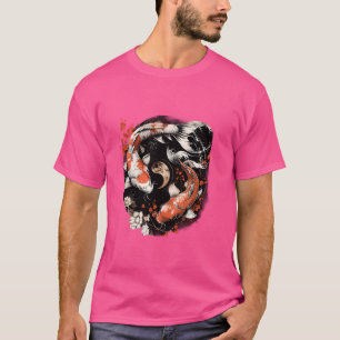 Koi Yin Yang Sakura Cherry Blommar Season Nishikig T Shirt