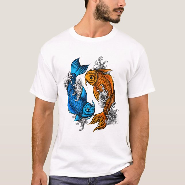 Koi Ying Yang Original Artwork T Shirt (Framsida)