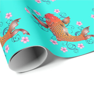Koifisk, elegant för orange av orientalisk blommig presentpapper