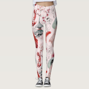 Koifisk Geisha Japanska mönster-baljväxter Leggings
