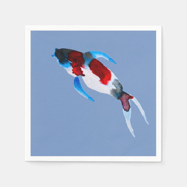 Koifisk vattenfärgsfärgad bra art pappersservett (Framsidan)
