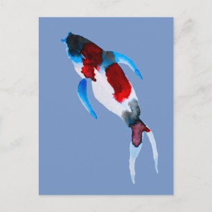 Koifisk vattenfärgsfärgad bra art vykort