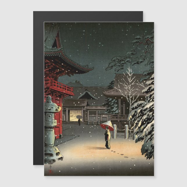 Koitsu - Snö vid Nezu Shrine Magnetic Card (Fram/baksida)