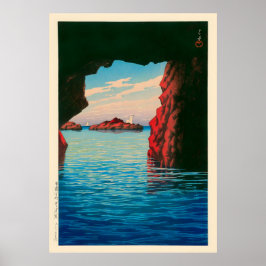Kojaku Cavern vid Oga-Peninsulan av Kawase Hasui Poster