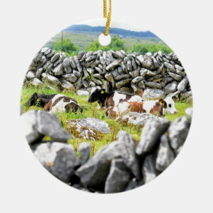 Kojande kor julgransprydnad keramik