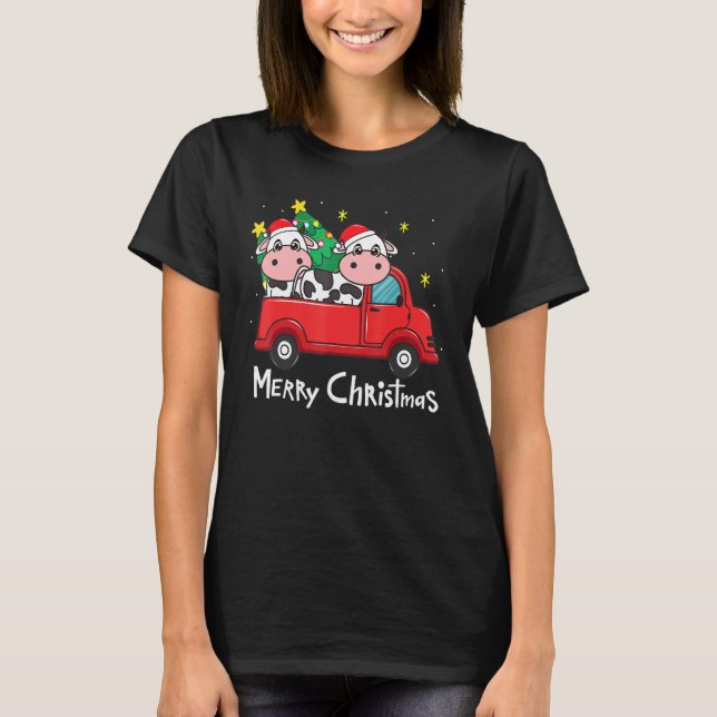 Kojuldekoration lastbil träd jul t shirt (Framsida)