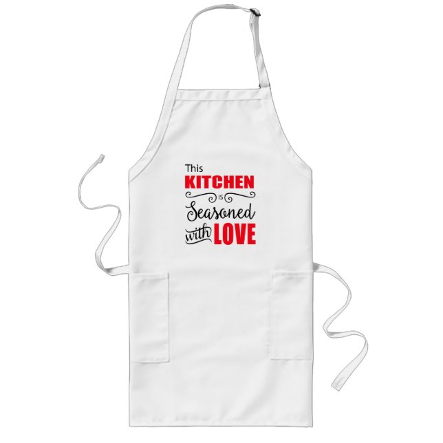 Kök Kryddat Med Kärlek Present Långt Förkläde (Framsidan)
