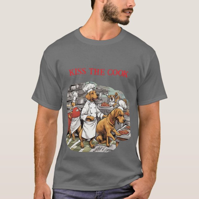 Kök med hundkock Kyss kocken T Shirt (Framsida)