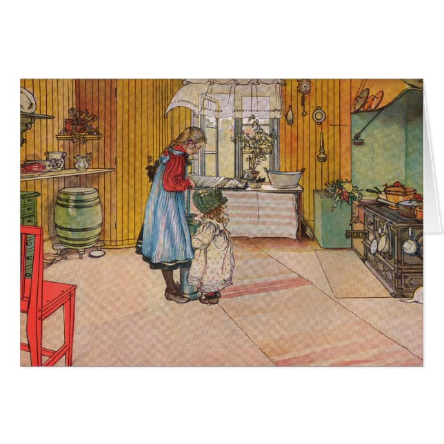 Kök vid den Carl Larsson anpassadet Hälsningskort (Framsidan Horizontal)