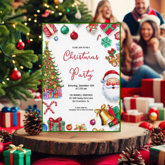 Kokabineringskort för julfest och godis inbjudningar