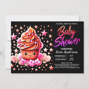 Kokad Little Muffin Girl Baby Shower Inbjudningar