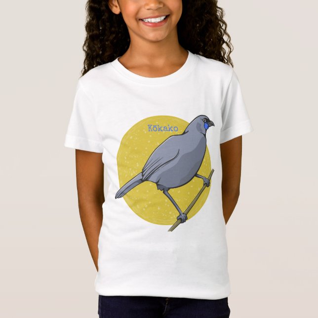 Kokako Nz Bird T Shirt (Framsida)