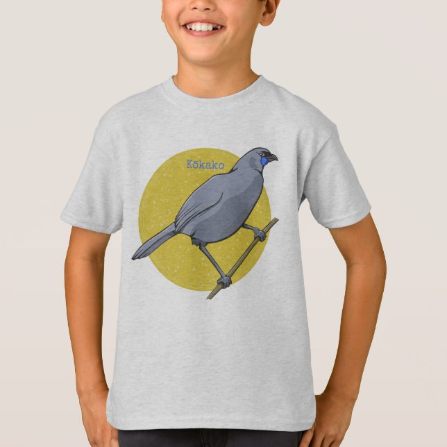 Kokako Nz Bird T Shirt (Framsida)