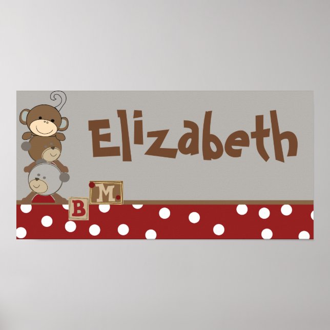 Kokalosknappar för 10 x 20 Nursery Art Namn Poster (Framsidan)