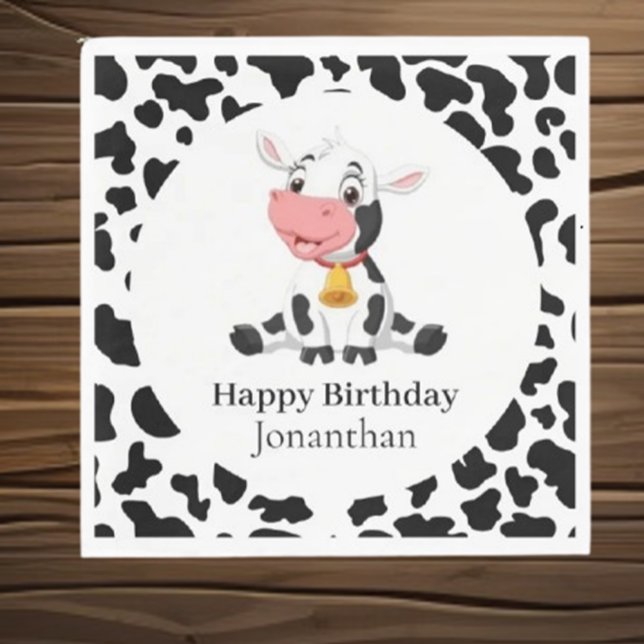 Kokbarns födelsedag pappersservett (Make your child's birthday unforgettable with our exciting Cow Birthday theme!)