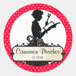 Kokboksskylt för anpassningsbar färg hemmafru runt klistermärke