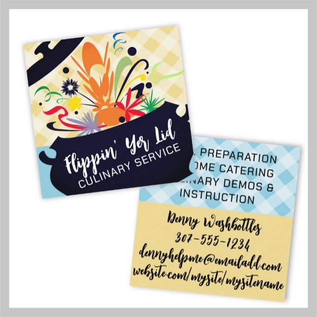 Kokburkmatarmatur för catering av kokkonst fyrkantigt visitkort (Skapare uppladdad)