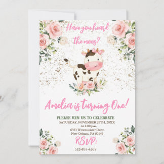 Kokens Födelsedagsfest, Rosa & Guld Flickans födel Inbjudningar