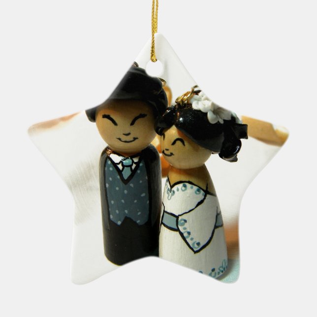Kokeshi bröllop mig julgransprydnad keramik (Framsidan)
