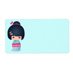 Kokeshi Cherry Address Label Fraktsedel