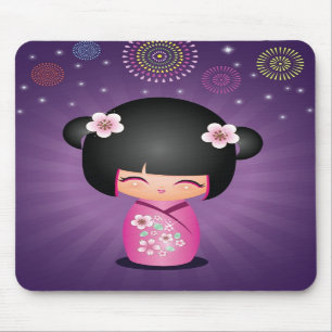 Kokeshi Cutie fyrverkerier Mousepad Musmatta