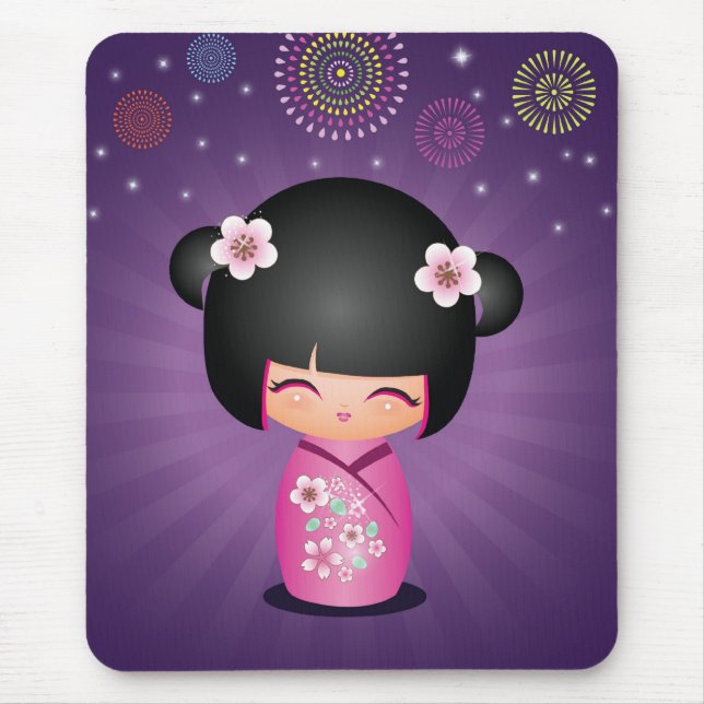 Kokeshi Cutie fyrverkerier Mousepad Musmatta (Framsidan)