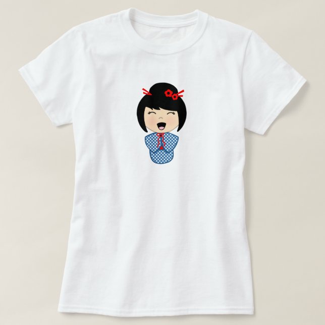 Kokeshi-docka Dam-T-shirt T Shirt (Design framsida)