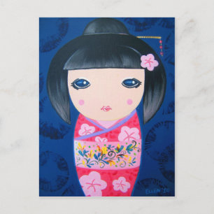 Kokeshi docka - Harumi Vykort