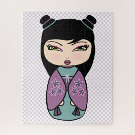 Kokeshi-docka Lila Pussel