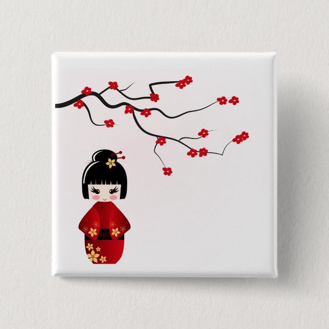 Kokeshi docka under sakura gren knapp (Framsida)